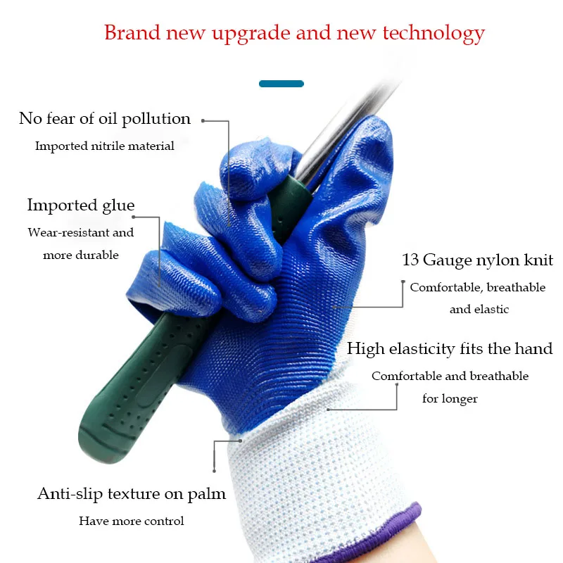 Construction Gloves Disposable Protective  Nitrile and Rubber Gloves For  Men Work Gloves