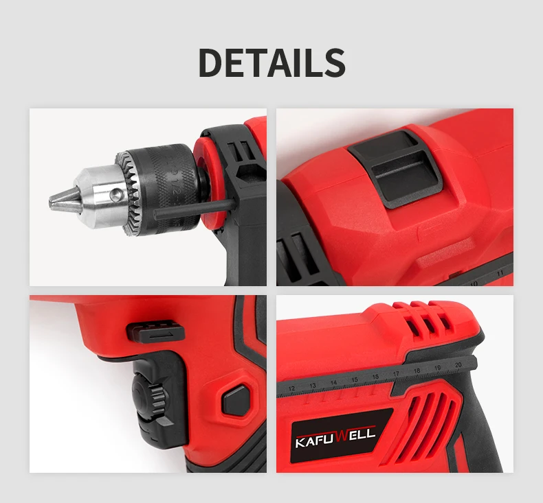 KAFUWELL PA5347 650w Industrial Professional Pistol Type Electric Percussion Drill Set Multifunctional Hand Drills With Impact
