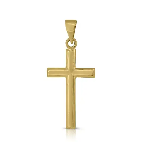 9K SOLID GOLD Fashion Pendant (Available 10k-14k-18k) Cross Pendant Women Children Kids  Made in Spain