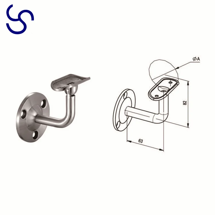 Removable Stainless Steel Wall Handrail Brackets For Round Tube