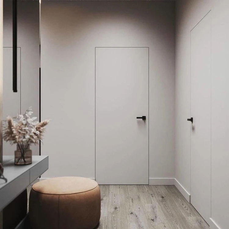 Customized Modern Home Frameless Interior Doors Secret Invisible Flush Hidden Door Interior Frameless Wooden Door