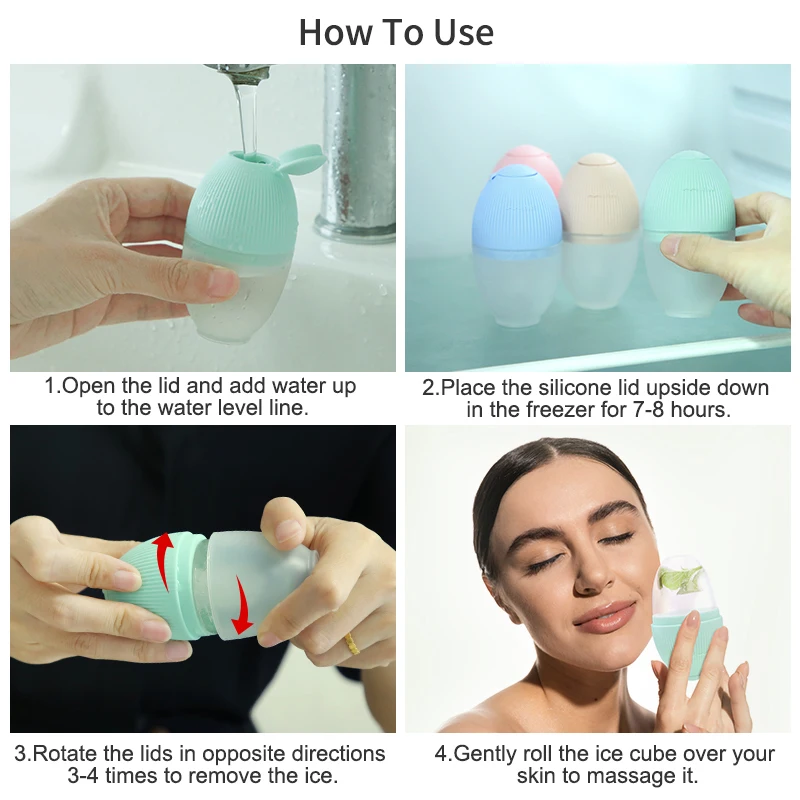 Skincare Cube Mold Massager Silicone Ice Globes Face Depuffer Eye Roller For Puffy Eyes Face Women