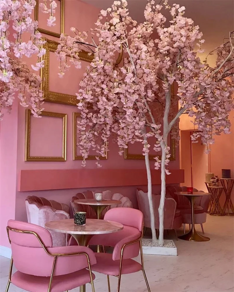 Оптовая продажа высокое качество Персиковое и Вишневое дерево большое шелковое искусственное для украшения свадебной вечеринки