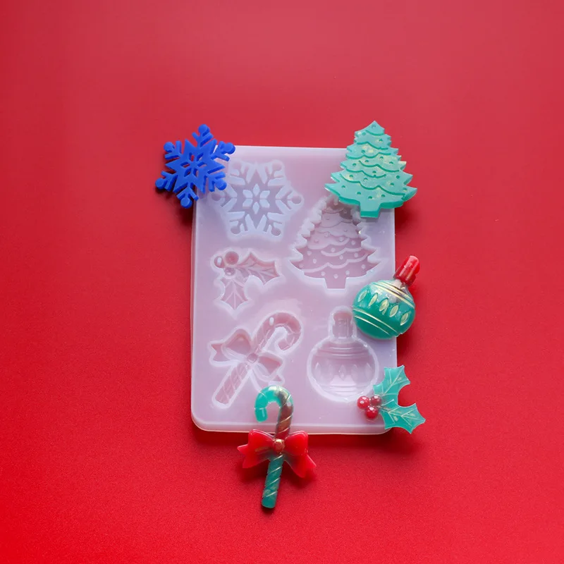 S1013 new christmas decoration tree snowflake resin silicone mold for holiday earrings pendants