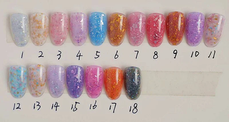 YDC Private Label Rubber Base Coat Thick Gold Foil Flakes Gel Polish Custom Viscosity 1320 Colors Nail Gel Polish