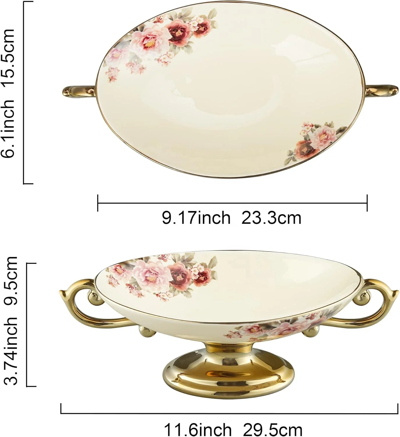 Floral Footed Fruit Bowl for Party Stocked Serving Tray for Sanck for Breads for Candy Decorative Bowls for Centerpieces