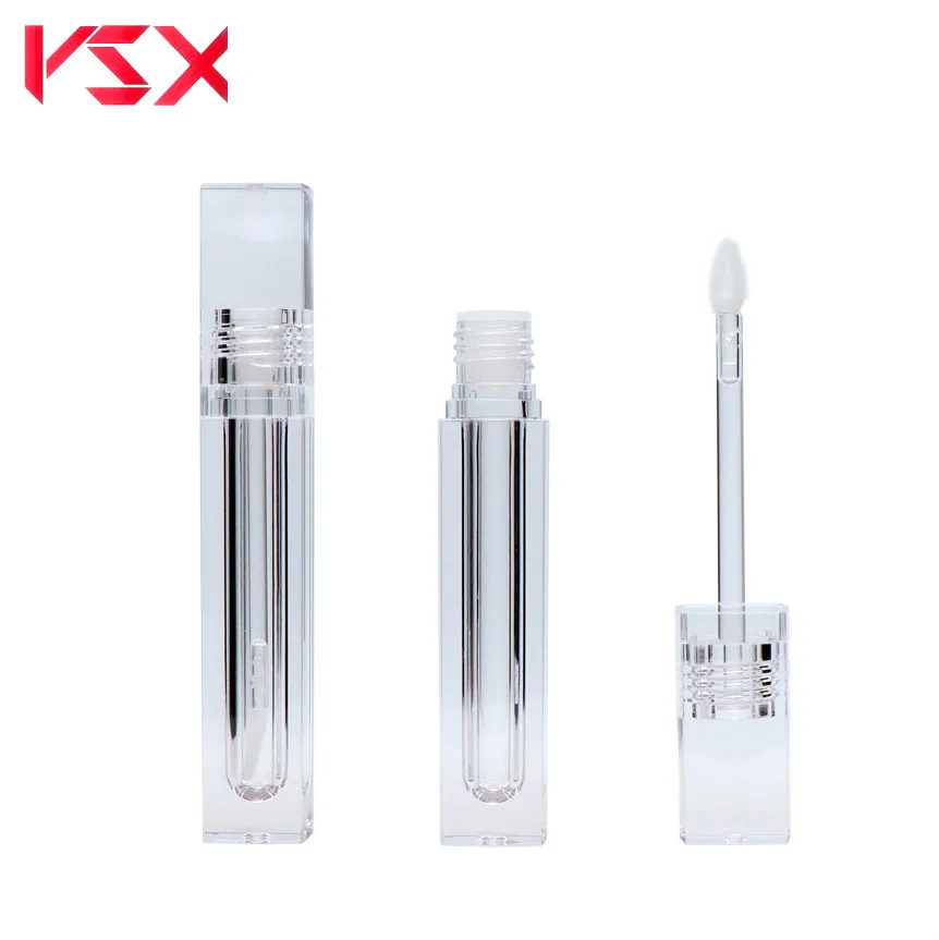 5ml lipgloss tubes empty clear square lip gloss tube with brush clear crystal lip gloss tube