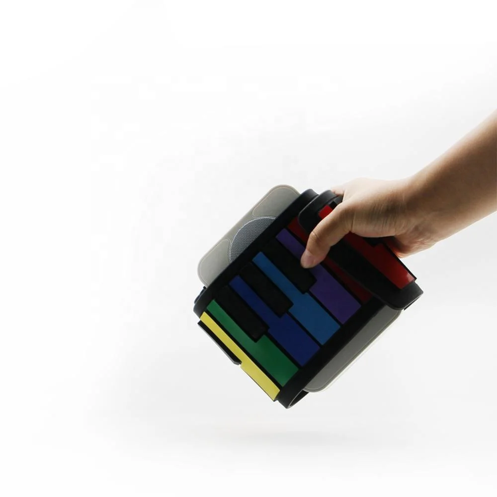 Travel Foldable 37 Keys Flexible Built-in Speakers Educational Piano Digital Keyboard Piano Multi-function Rainbow Color Piano