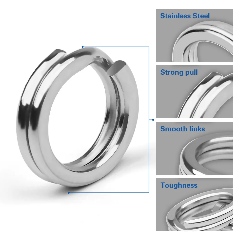 Wholesale 1000pcs/Bag High Strength Split Rings Fishing 11kg-118kg Drag Fishing Accessories