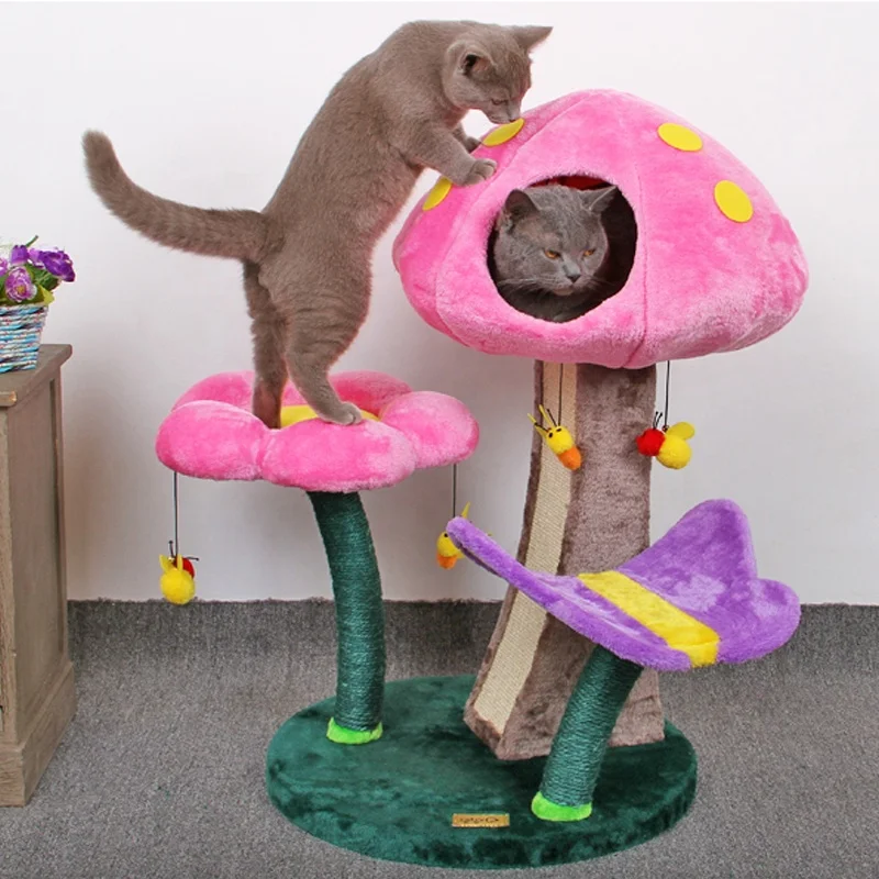Supplie quality sisal cat tree house interactive toys lucky cat scratcher board tree durable modern cat bed house cave and nest
