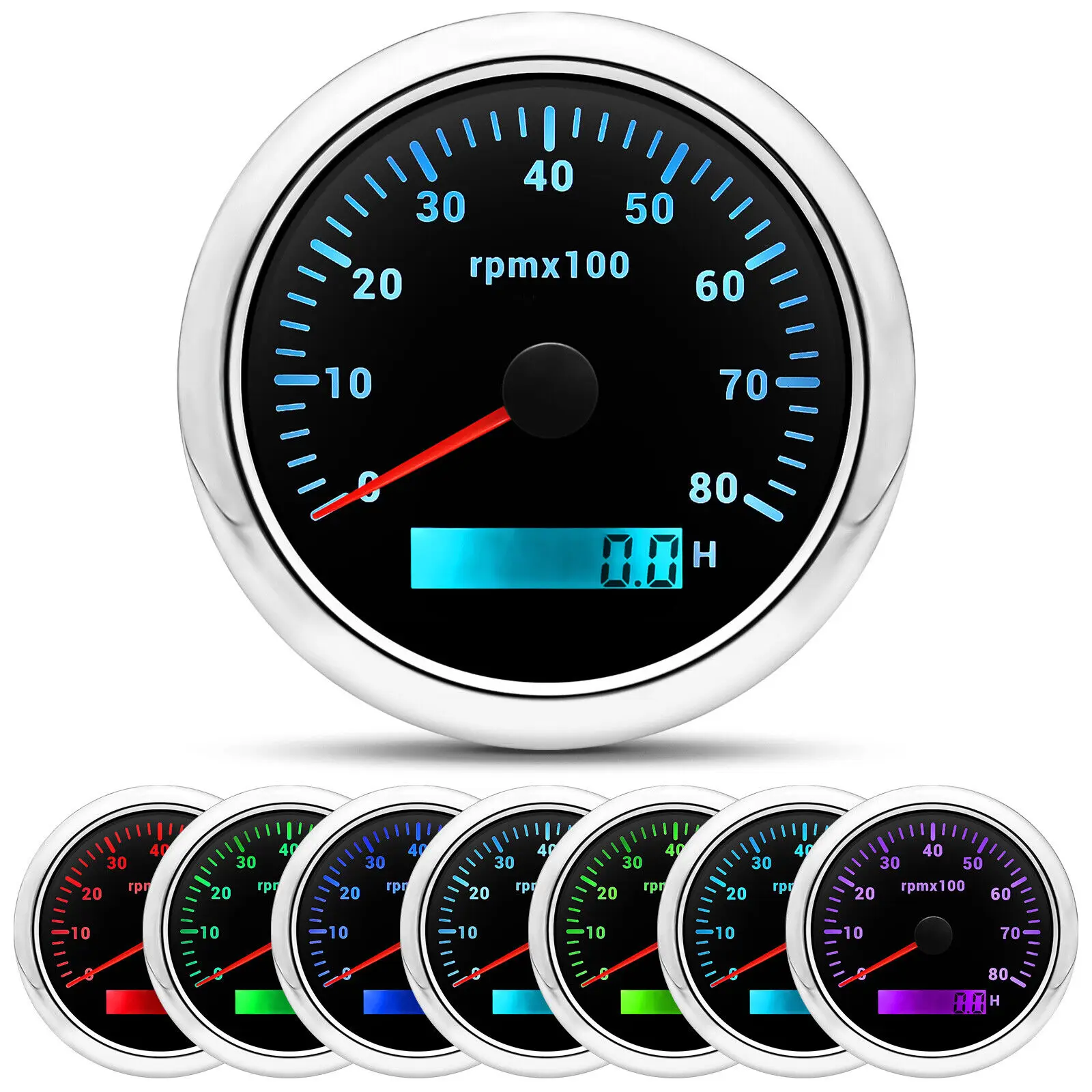 High Quality Auto Parts Diesel Tachometer 85mm Analog 8000 RPM Marine Tachometer Gauge