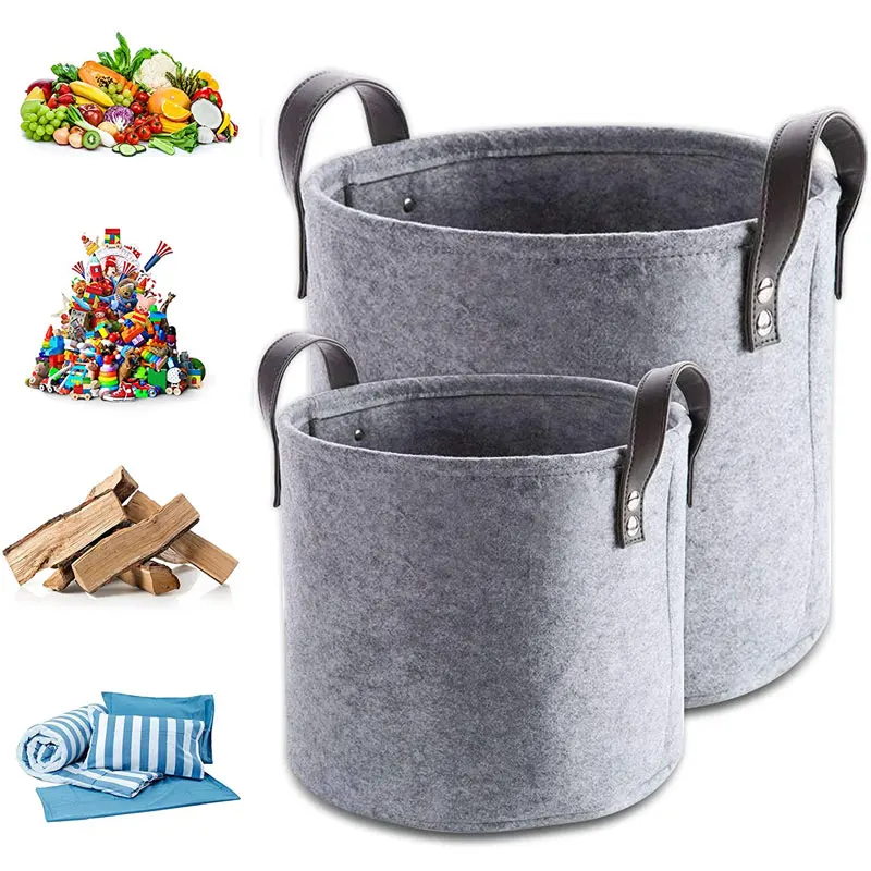 Custom Wool Felt Storage Baskets Dirty Clothes Toys Storage Bag Home Toy Book Folding Laundry Basket felt storage box
