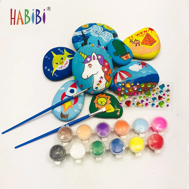 Забавный нетоксичный художественный камень акриловая краска детский творческий Набор для рисования из белого камня
