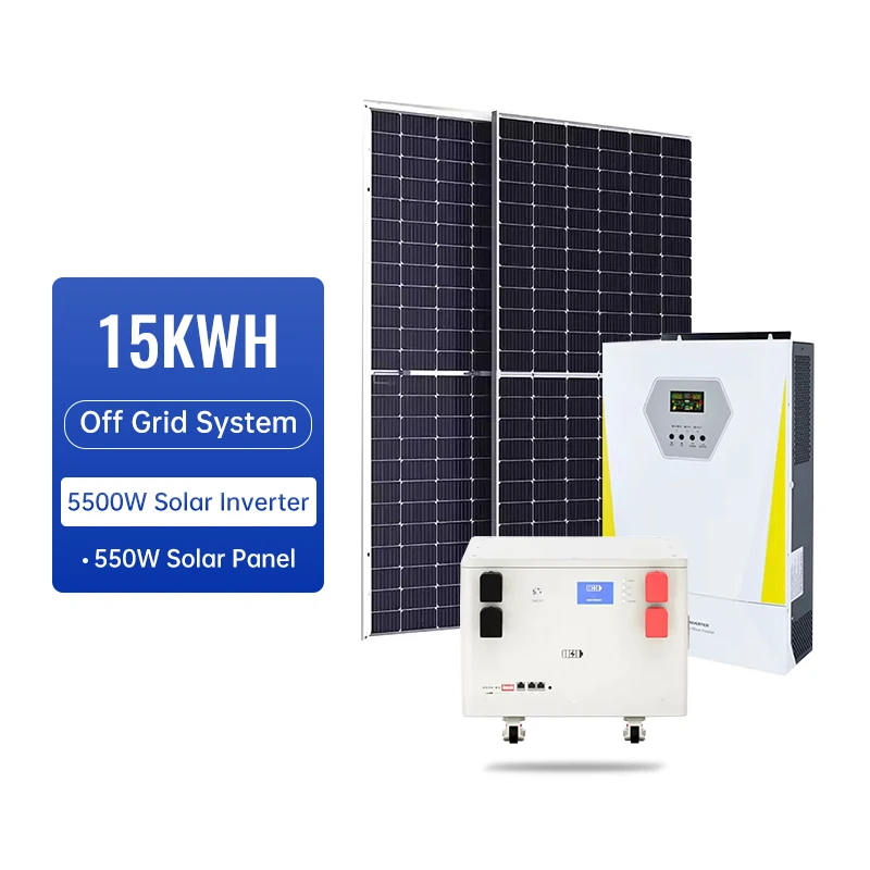 15kwh LiFe4PO4 battery 550W 8pcs/10pcs solar panel 5000w 5kw solar inverter off gird solar energy system for home