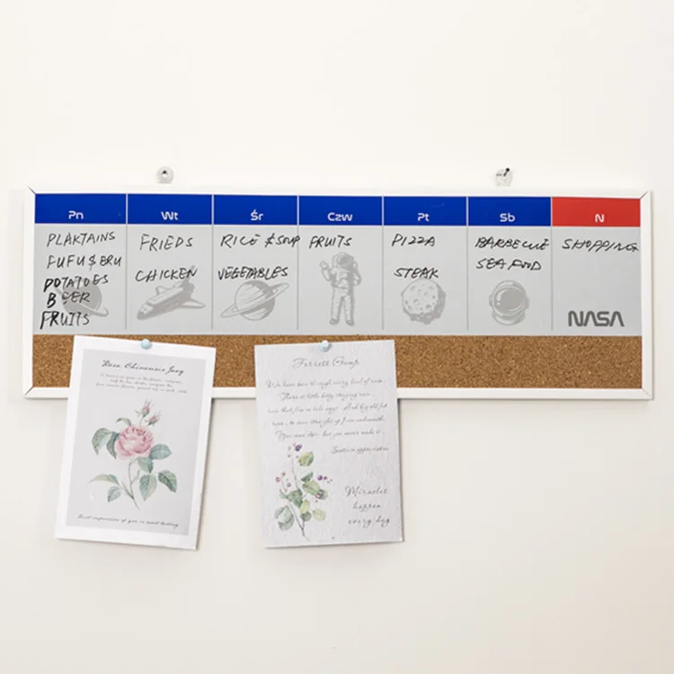 23*8 inch  inch frame  Magnetic cork board wall decoration Custom Printed one week Dry Erase and cork combo board for office