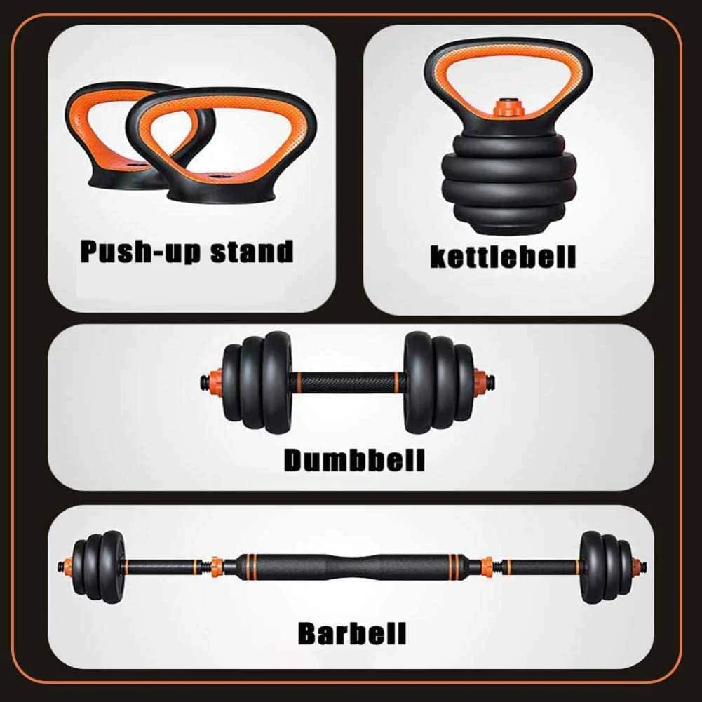 4 Modes dumbbell set 33Lb 44Lb 66Lb 6-in-1 Multi functional Adjustable Barbell Kettlebell dumbbell
