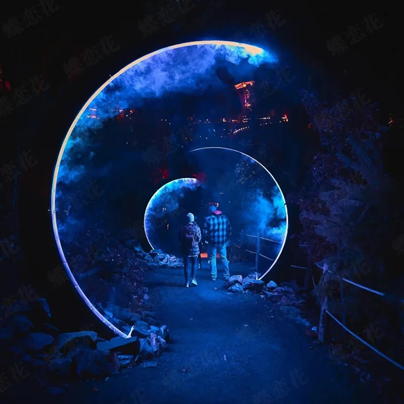 festival led landscape decoration /water mist spray door arch / motif christmas arch light for park