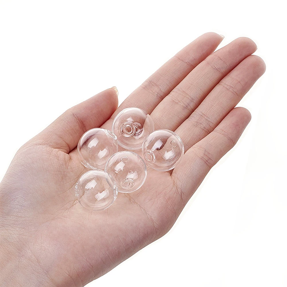 Clear Hollow Glass Ball 10-18mm Transparent Handmade Blown Glass Globe Beads Round Bubble Double Holes Orbs For Jewelry Making
