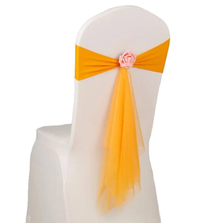 Wedding Arrangement Free Tie Chair Back Outdoor Restaurant Square Yarn Chair Covers Classical Simple Fashion Bandages