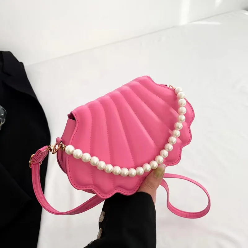 2024 New Shoulder Handbags Shell Storage Bag Chain Cute Sequins Small Bag Phone Money Pouch Zipper Crossbody Bags for Women