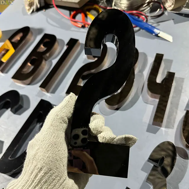 metal alphabet door signs letters rose gold and black titanium mirror   business sign