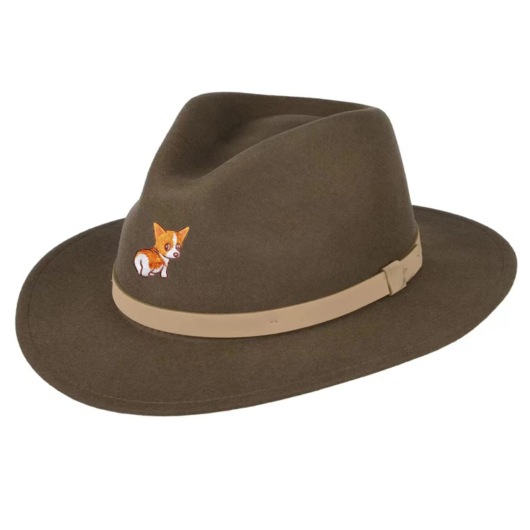 Wholesale Custom Australian Wool Felt Cowboy Hats High quality Custom Made wide brim Retro Fedora hat