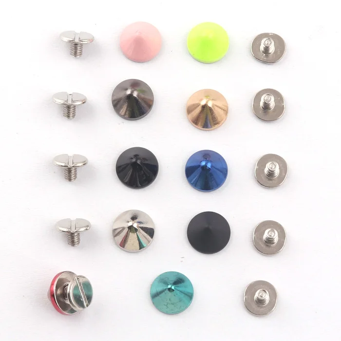 8x10mm Colorful cone shape Rivets metal double cap rivet fot clothing and leather handbag leather belt craft rivet studs