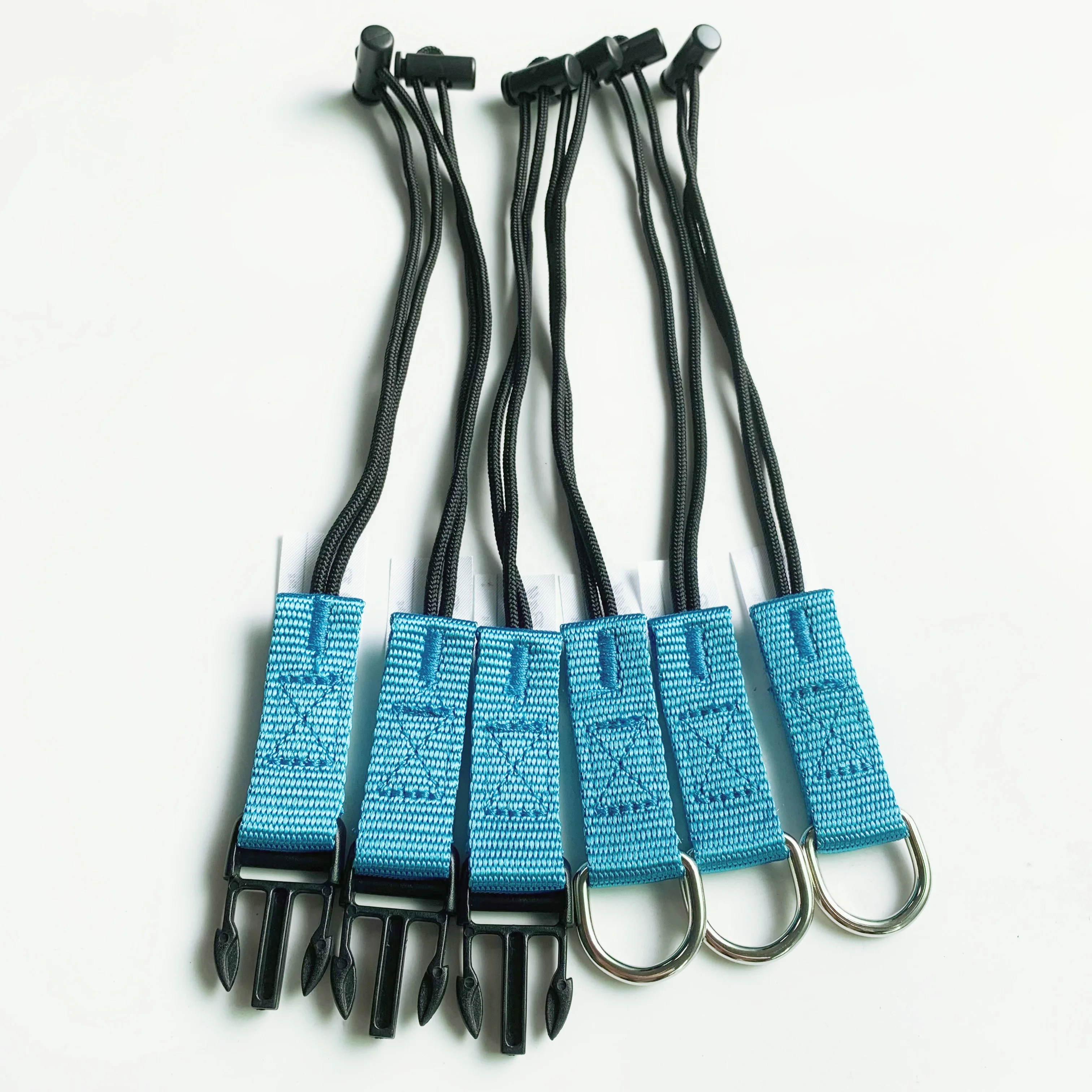 C-Pin lanyards 2.5kg force polyester bungee tether D ring type plastic buckle type tool catch tool lanyard for tool connection