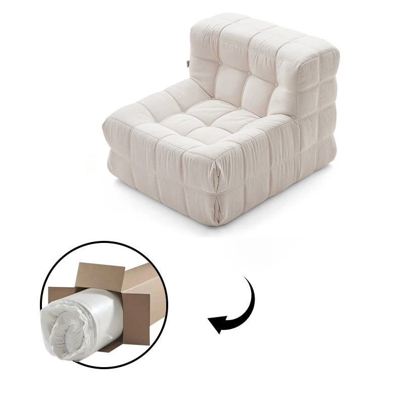 Best Small Apartment Simple Leisure Sleeping Living Room Balcony Cream Sofa Chair Cotton Lazy Tatami Single Compression Sofa