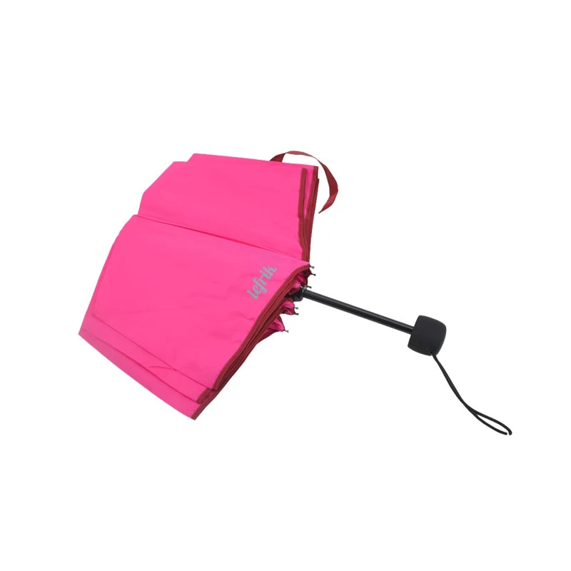 Leather Handle Manual 3-folding Fashion Umbrella With Customized Color Logo