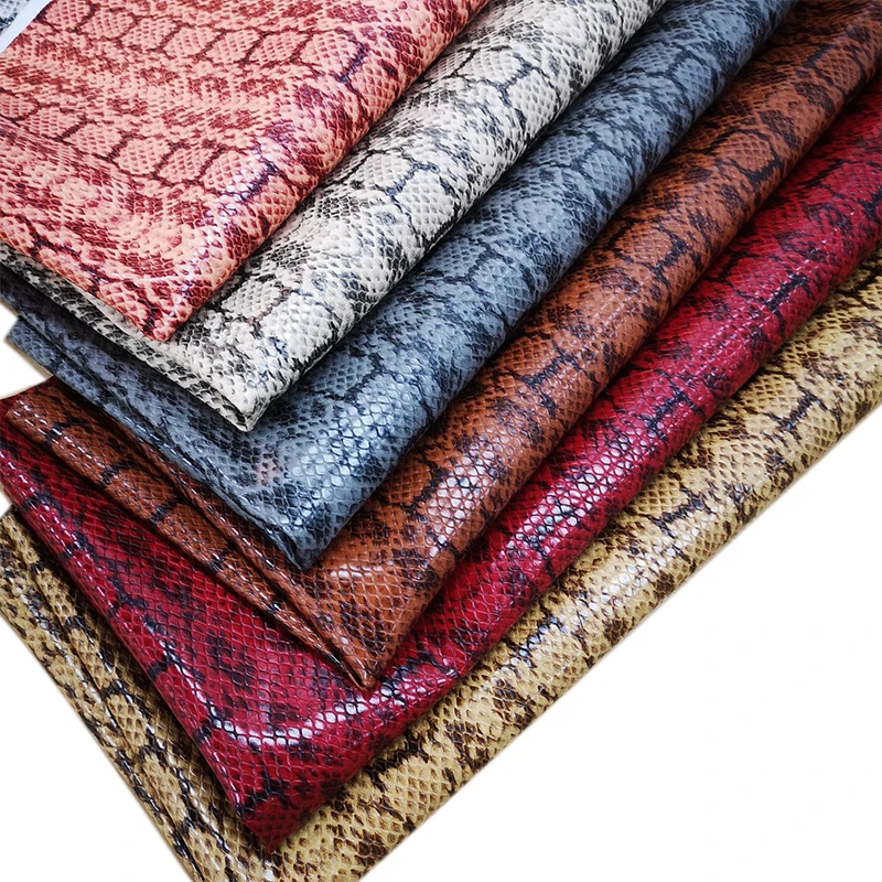 Custom Snake Printed Vinyl Synthetic Wallet Leather Fabric Digital Print Faux leather For Bag.