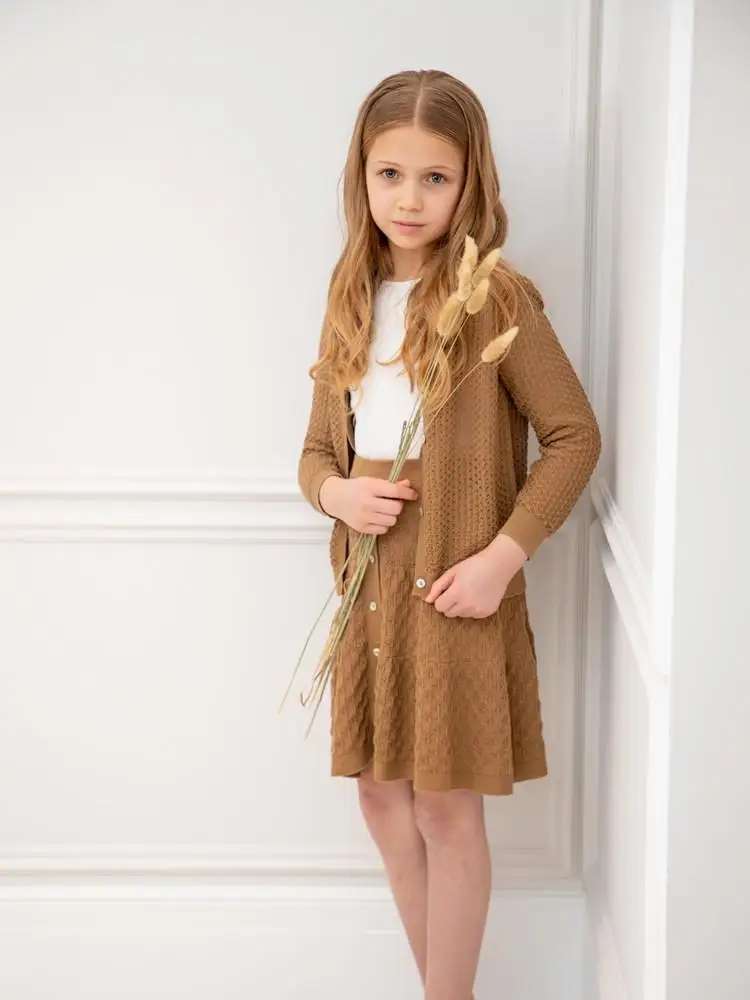 Brother Sister Matching Clothes Summer Boys Girls Knitted Outfits Sweater Shortsleeves Baby Tops Girls Skirt Little Girls Pants