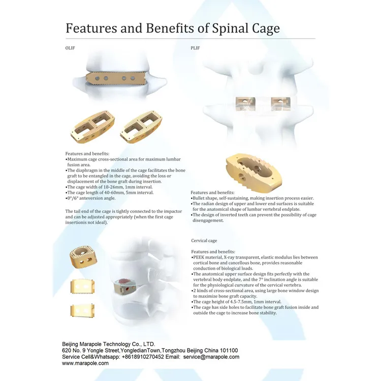 Spine lumbar Cervical Peek cages cervical spine implants,cervical peek cage