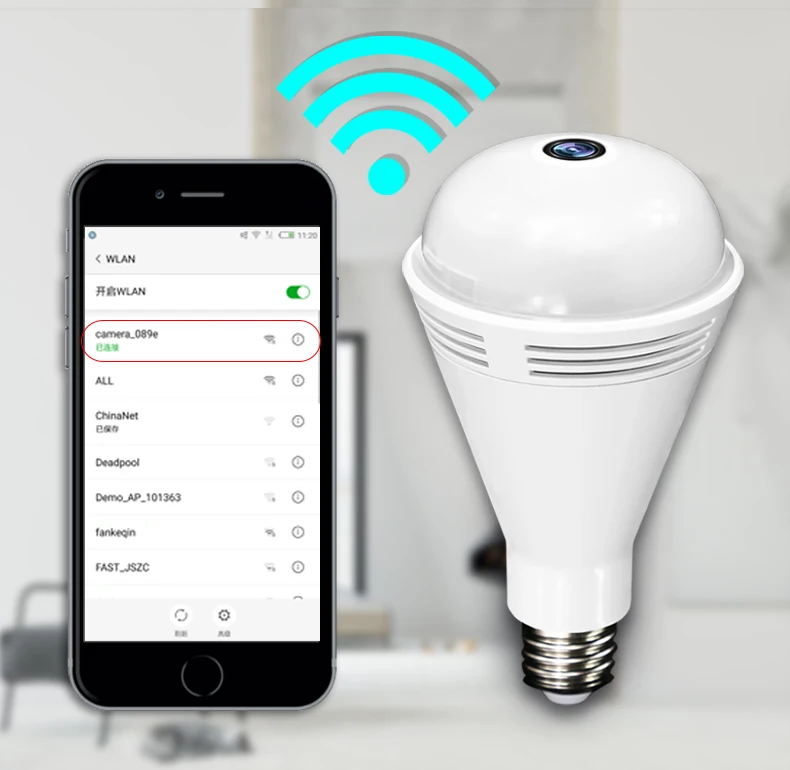 
QZT V380 led light bulb camera 1080p fisheye hidden spy wifi wifi bulb camera 