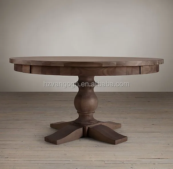 Sturdy Table Foot Hotel Retro Luxury, Oak Solid Wood Custom Size Restaurant, Large Round Table