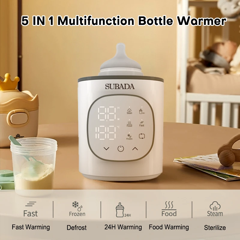 In Stock Portable Baby Bottle Warmer Smart Multi-use 5 in 1 Baby Milk Warmer Fast Food Heater PP Bottle Warmer & Sterilizer