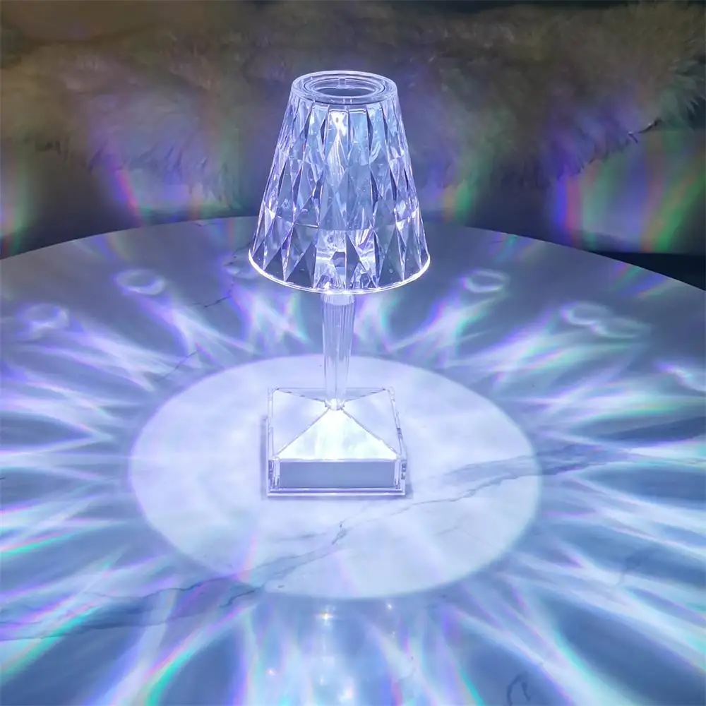 Алмазная Настольная лампа с USB-зарядкой, акриловый декоративный светильник для спальни, прикроватная Хрустальная настольная лампа, подарок, ночник, осветительное приспособление