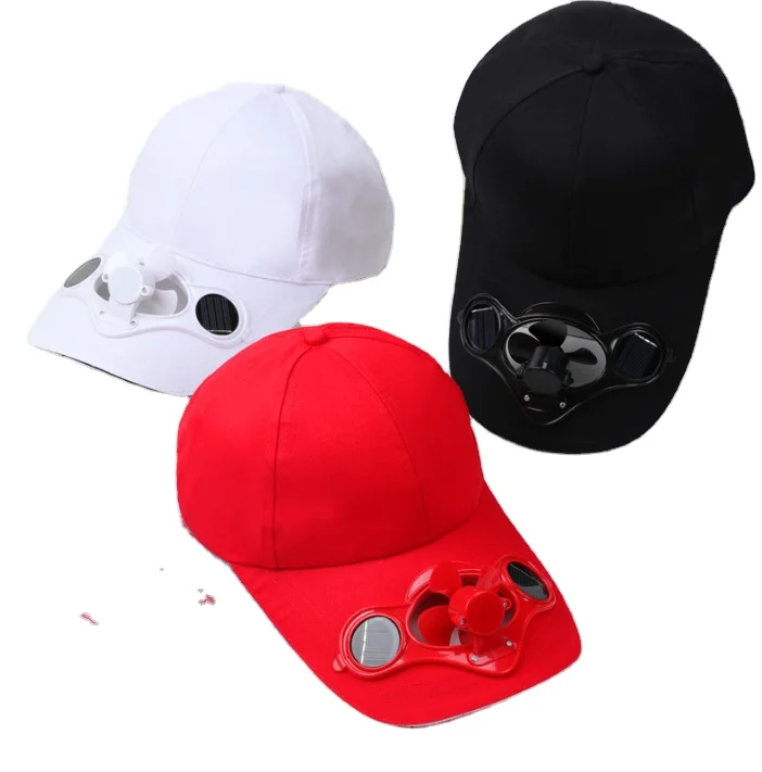 Wholesale Camping Hiking Peaked Fan Cap Custom Logo Sports Hat Summer New Trucker Baseball Cap Solar Sun hat with fan