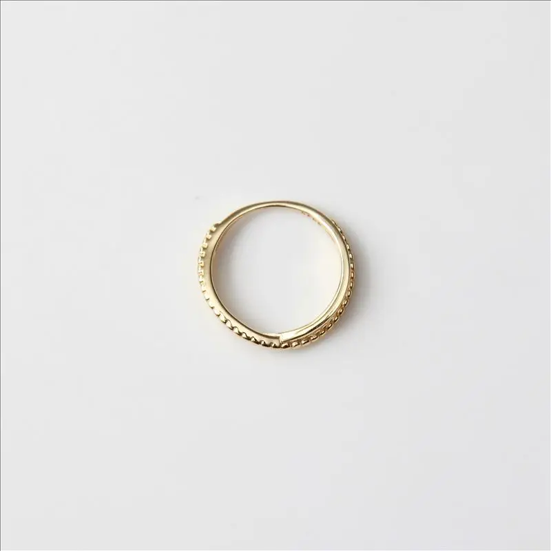 
Maxery S925 sterling silver 14KL gold plated Ring Granule Simplicity Line Temperament Silver Ring 