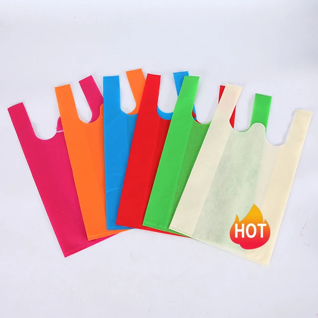 Non-Woven Vest Bag Supermarket Food Fruit Vegetable Packing Non-Woven Shopping  Eco Bag Non Woven T-Shirt Shopping Bag