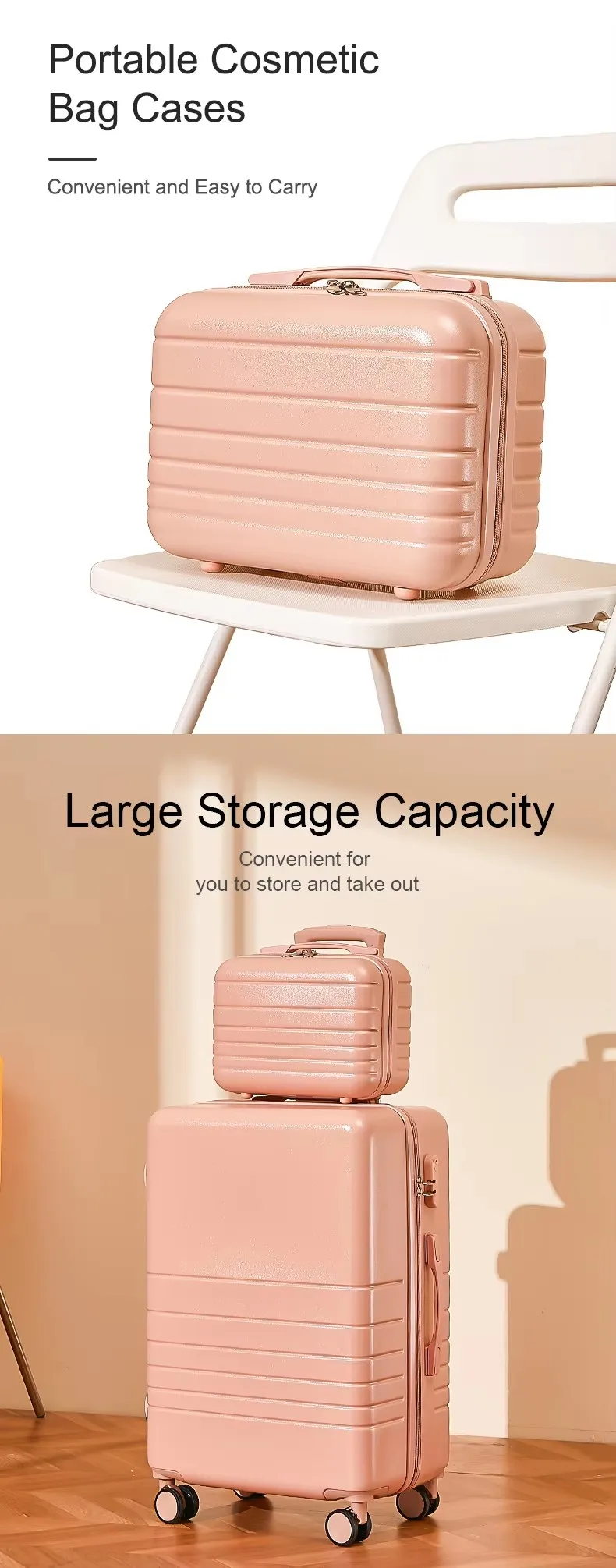 Custom Light Weight Business School 12 14 Inch Multifunction Pc Lady Traveling Box Sets Suitcase Luggage Makeup Case