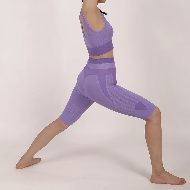 20% Discount 3 Piece Gray Seamless Athletic Yoga Wear Workout Clothing Leggings Gym Fitness Sets For Women