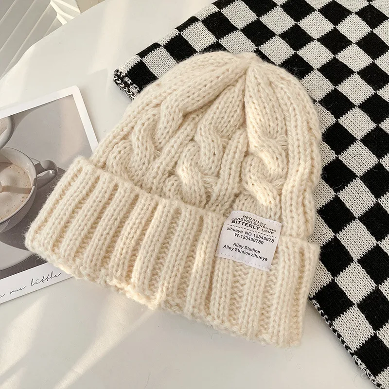 100% Acrylic Jacquard Beanie With Embroidery Adults Toque Woven Knitted Wool Winter Beanie