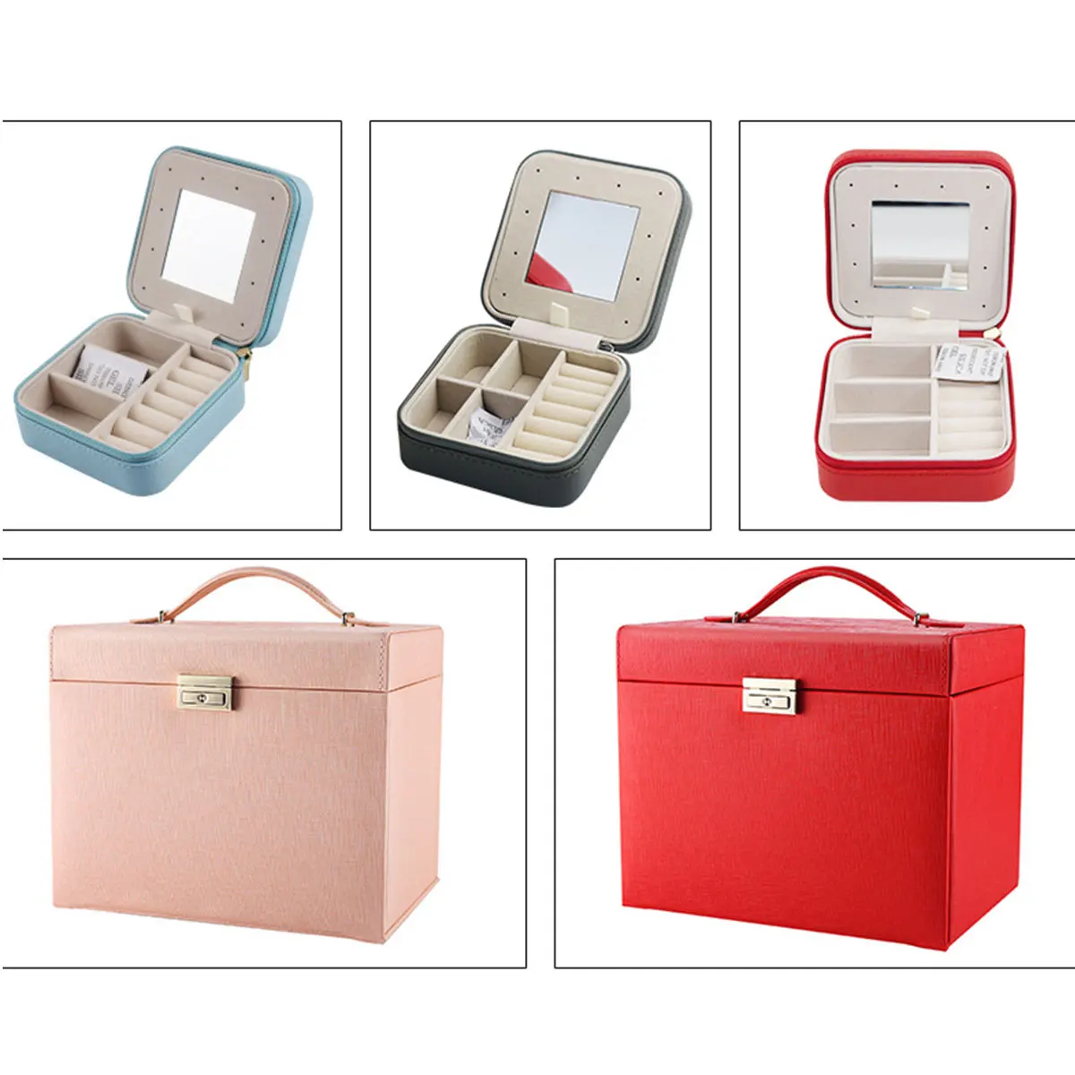 Travel Jewellery Organizer Pu Leather Small Jewelry Box for Women Girl Earring Ring Necklace Bracelet Storage Display