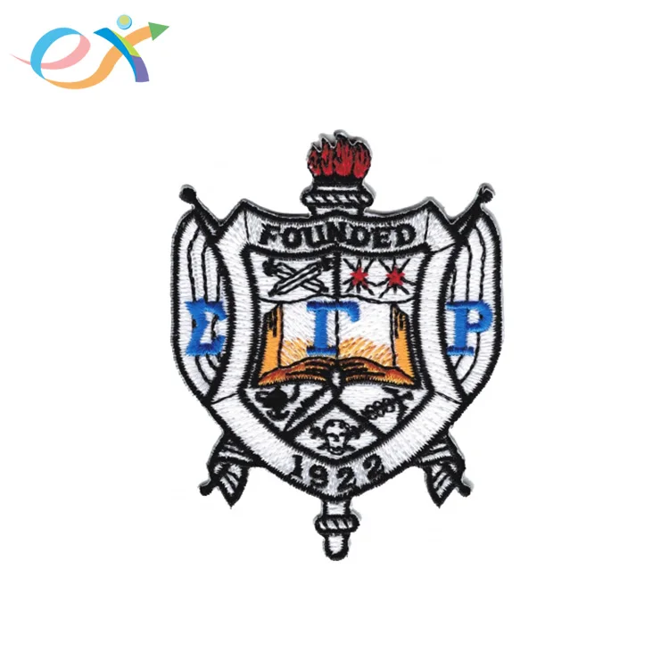 Custom iron on embroidery shield sigma theta sorority patches sigma gamma rho patches