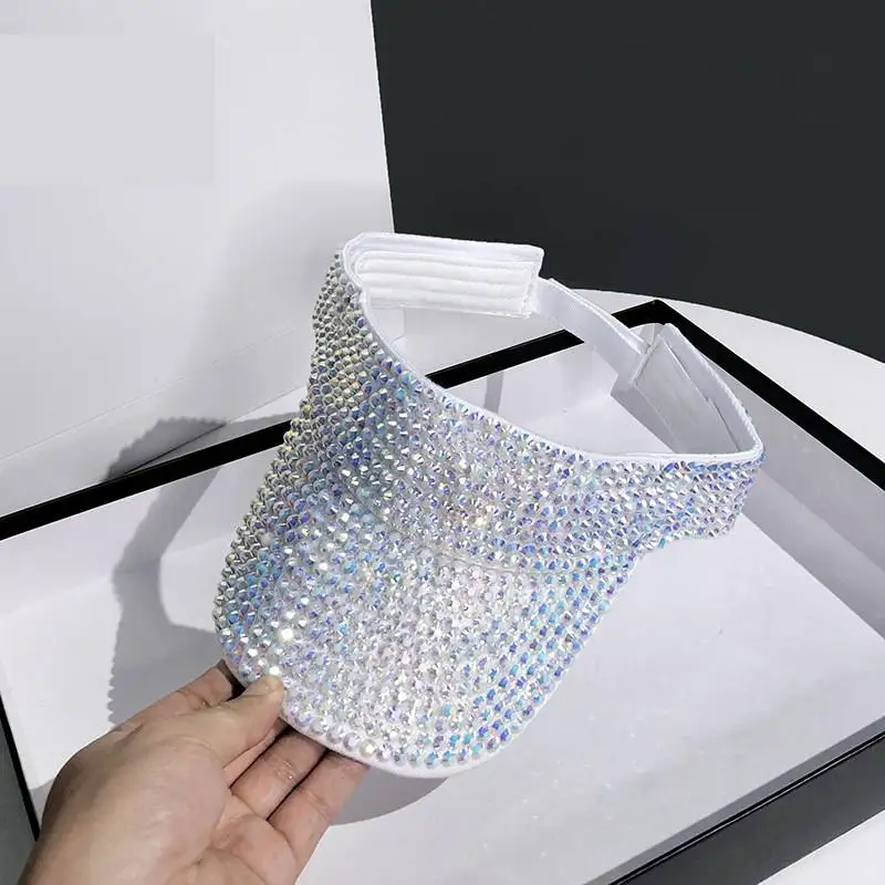 Women Empty Top Summer hats luxury Sunhat visors ladies Hip Hop hat Outdoor Rhinestone Beach Hat