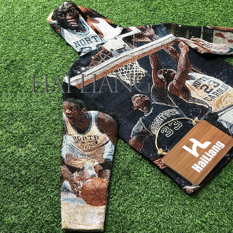 Custom Tapestry Hoodies Manufacturers For Tapestri Clothing Fashion Basketball Streetwear Woven Blanket Hoodie Men