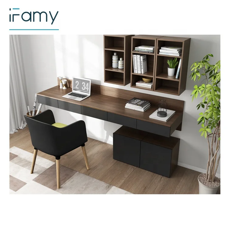 
Low Cost MDF Wood Veneer Wall Desk for Home Office Furniture with Chair 