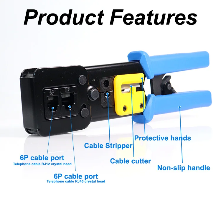RG11 RJ45 network cable clamp manual cables crimp pliers 6P 8P Pass Through Crystal head Crimping Tool