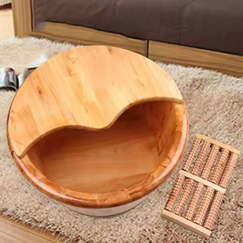Household Cedar Wood Heat Preservation With Massager And Lid Foot Spa Bucket Wooden Foot Bath Barrel